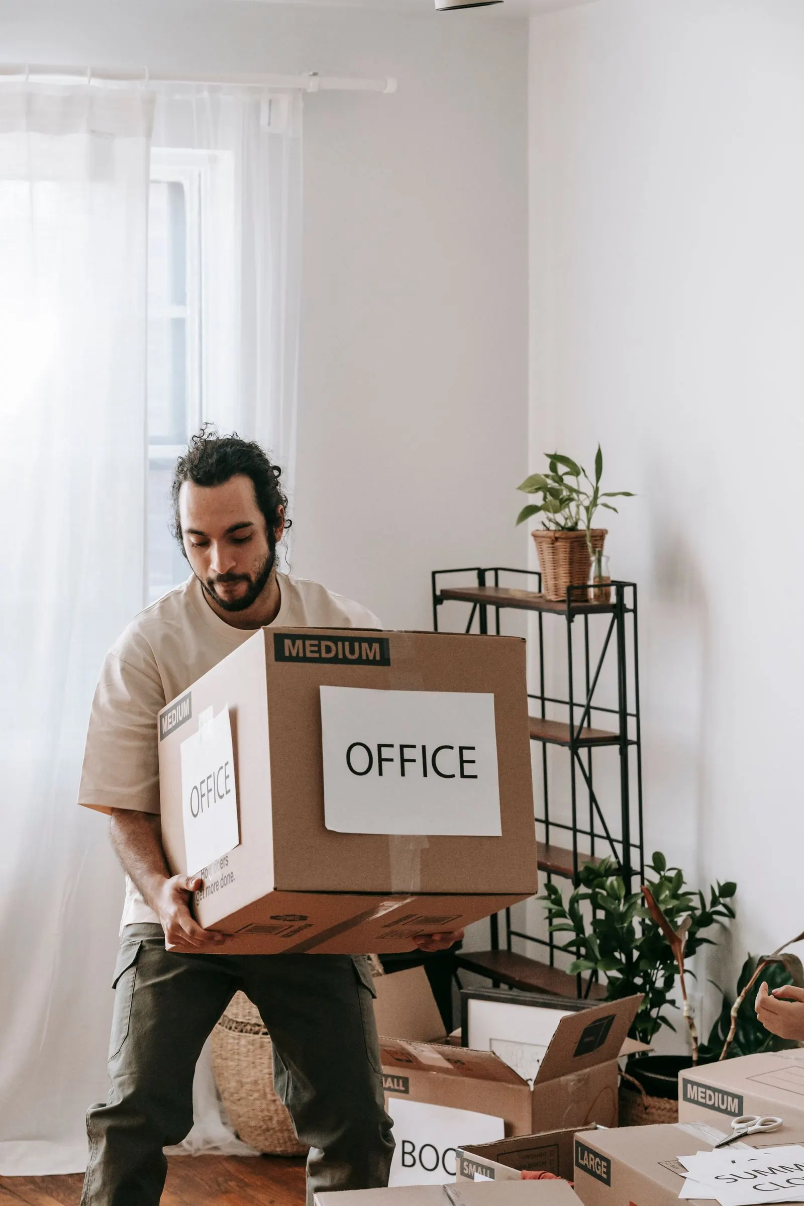 Packing boxes for an office move